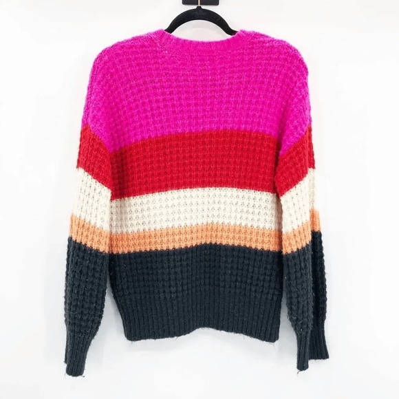 Universal Thread Women's Pink Colorblock Thick Knit Oversized Sweater Size XS - Picture 3 of 6